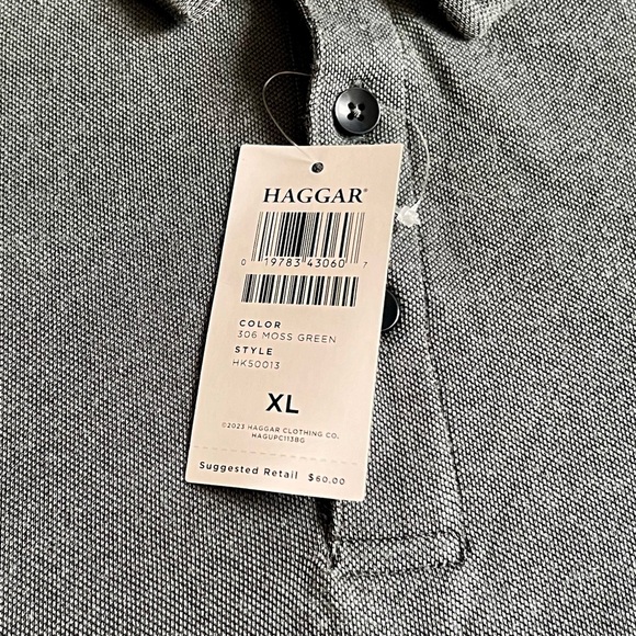 Haggar Men’s Polo Shirt XL Moss Green Cotton Blend NWT Casual Golf Style - Picture 7 of 7